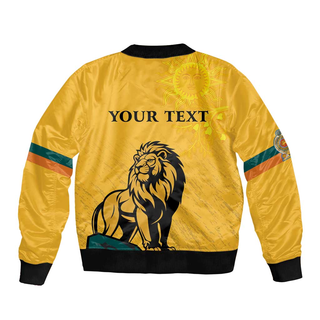 Personalized Sri Lanka Independence Day 1948 Sleeve Zip Bomber Jacket Lion With Traditional Sun Face - Wonder Print Shop