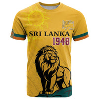 Personalized Sri Lanka Independence Day 1948 T Shirt Lion With Traditional Sun Face - Wonder Print Shop
