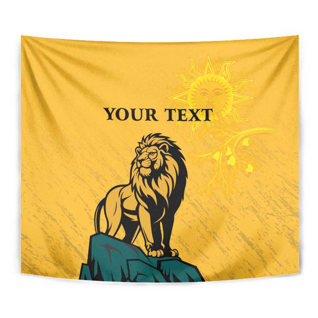 Personalized Sri Lanka Independence Day 1948 Tapestry Lion With Traditional Sun Face - Wonder Print Shop