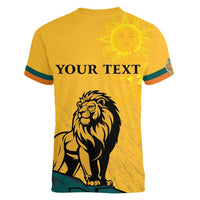 Personalized Sri Lanka Independence Day 1948 Women V-Neck T-Shirt Lion With Traditional Sun Face - Wonder Print Shop