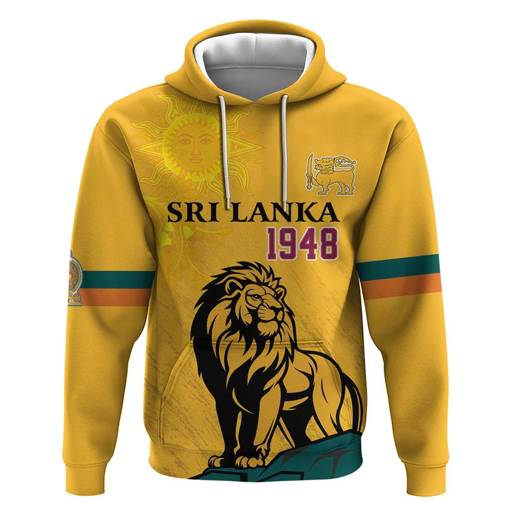 Personalized Sri Lanka Independence Day 1948 Zip Hoodie Lion With Traditional Sun Face - Wonder Print Shop