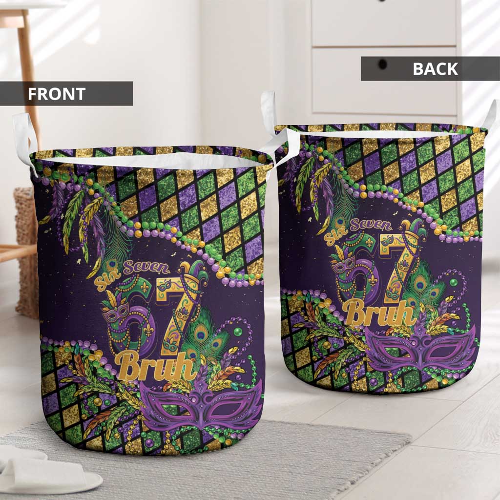 Six Seven Mardi Gras Laundry Basket 67 Carnival Mask Beads - Wonder Print Shop