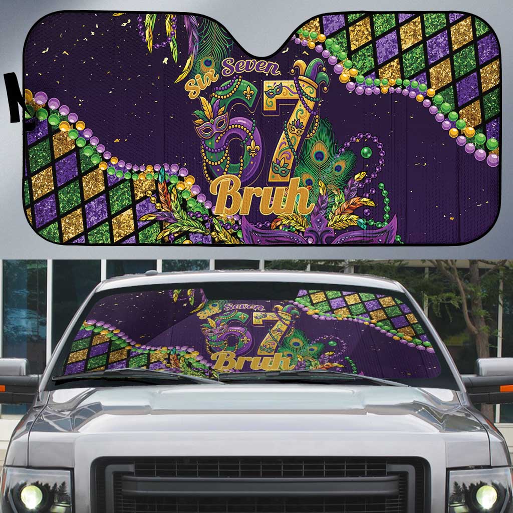 Six Seven Mardi Gras Auto Sun Shade 67 Carnival Mask Beads - Wonder Print Shop