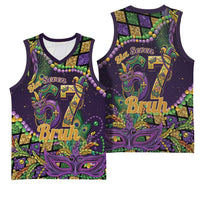 Six Seven Mardi Gras Basketball Jersey 67 Carnival Mask Beads - Wonder Print Shop