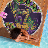 Six Seven Mardi Gras Beach Blanket 67 Carnival Mask Beads - Wonder Print Shop