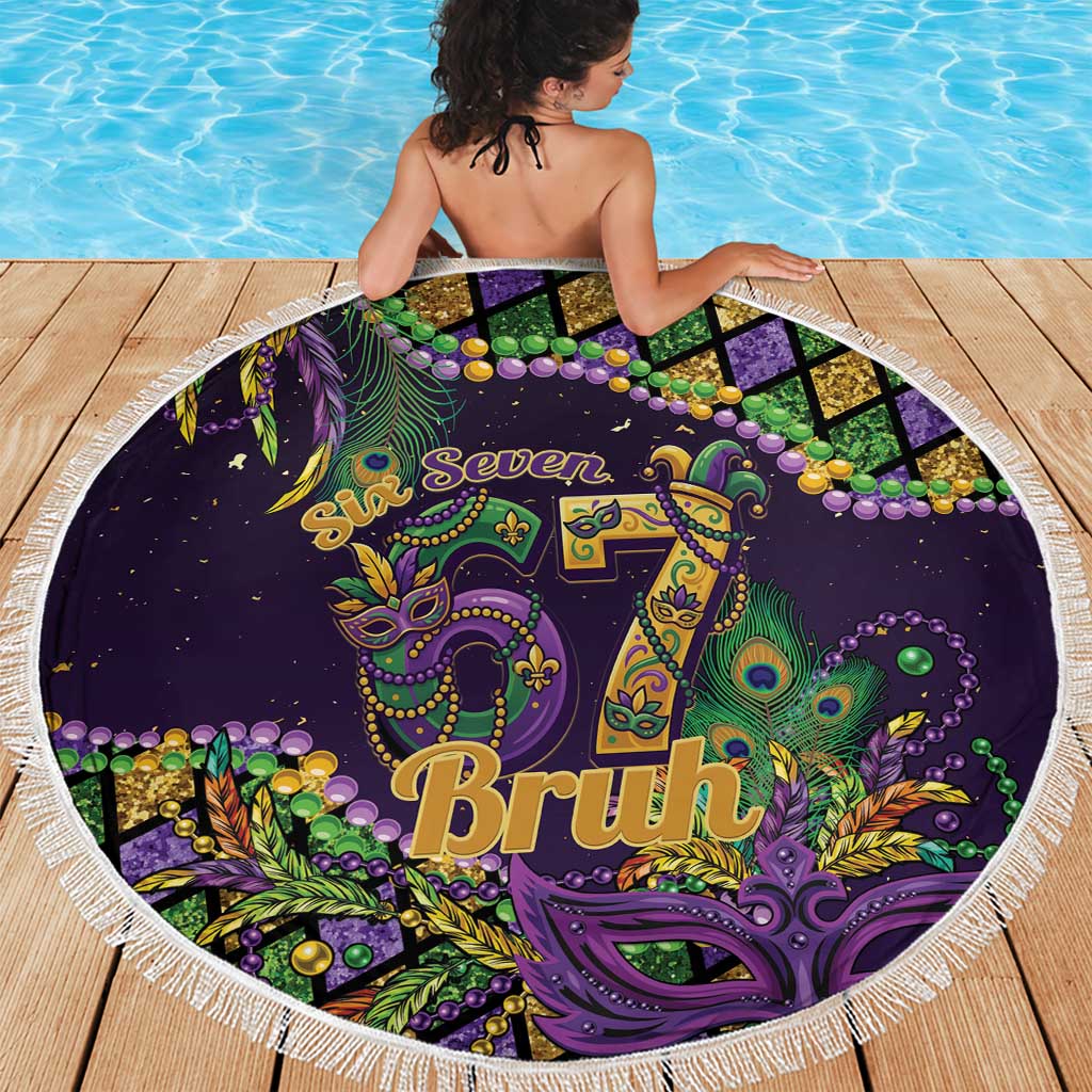 Six Seven Mardi Gras Beach Blanket 67 Carnival Mask Beads - Wonder Print Shop