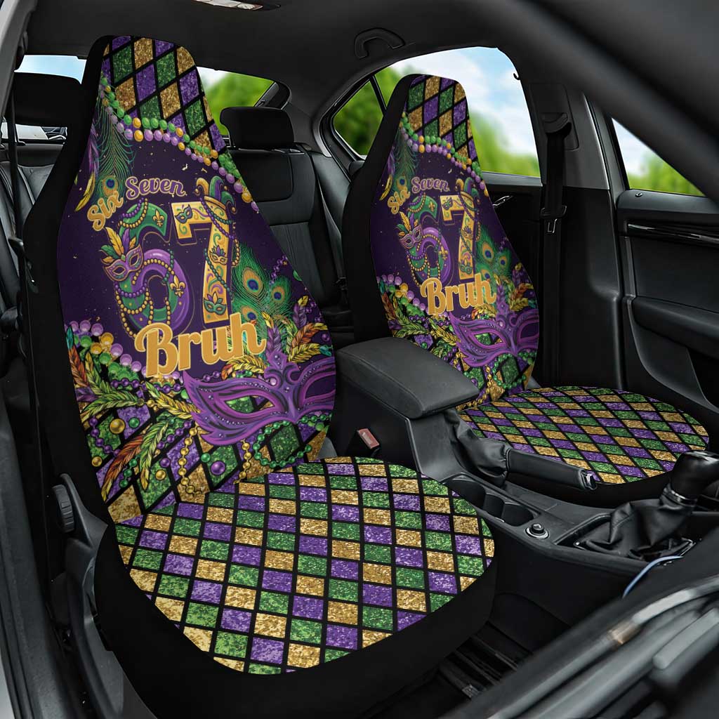 Six Seven Mardi Gras Car Seat Cover 67 Carnival Mask Beads - Wonder Print Shop