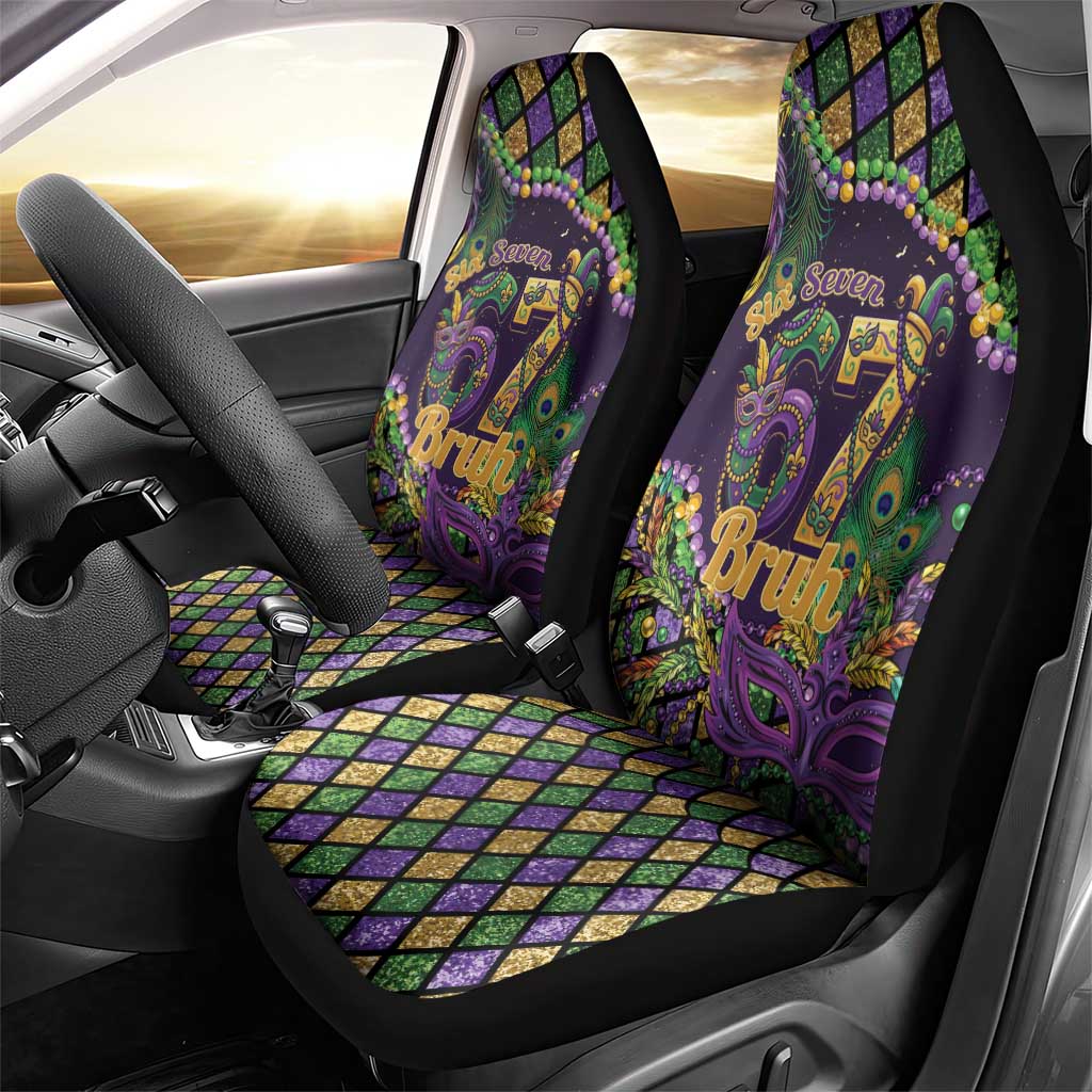 Six Seven Mardi Gras Car Seat Cover 67 Carnival Mask Beads - Wonder Print Shop