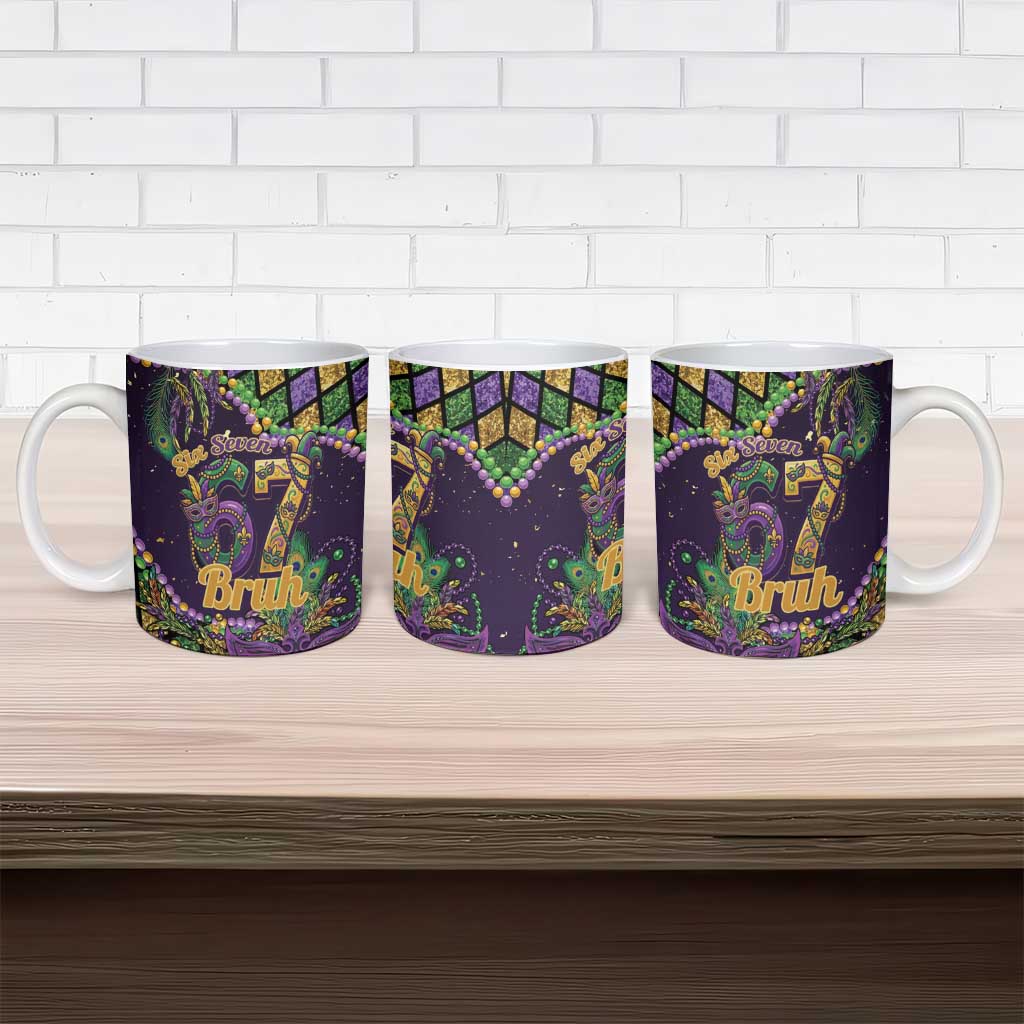 Six Seven Mardi Gras Ceramic Mug 67 Carnival Mask Beads - Wonder Print Shop