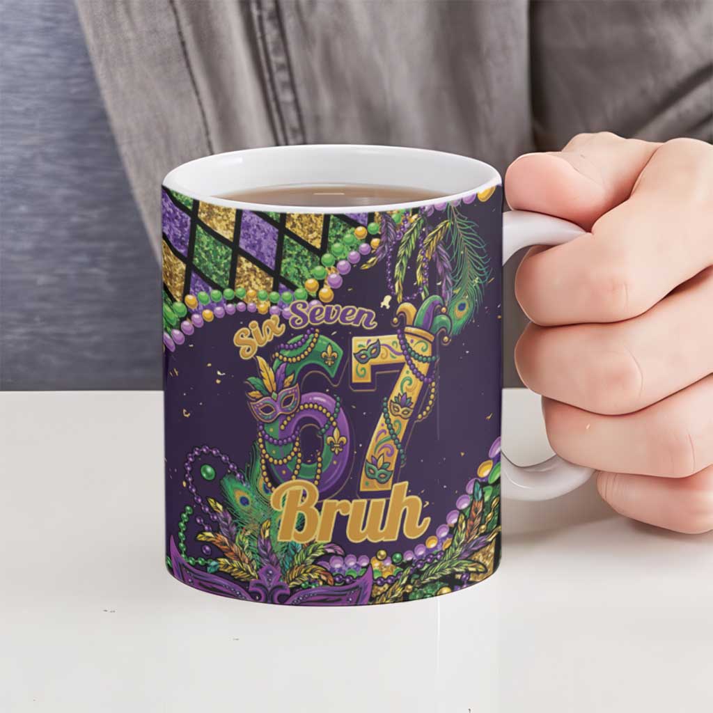 Six Seven Mardi Gras Ceramic Mug 67 Carnival Mask Beads - Wonder Print Shop