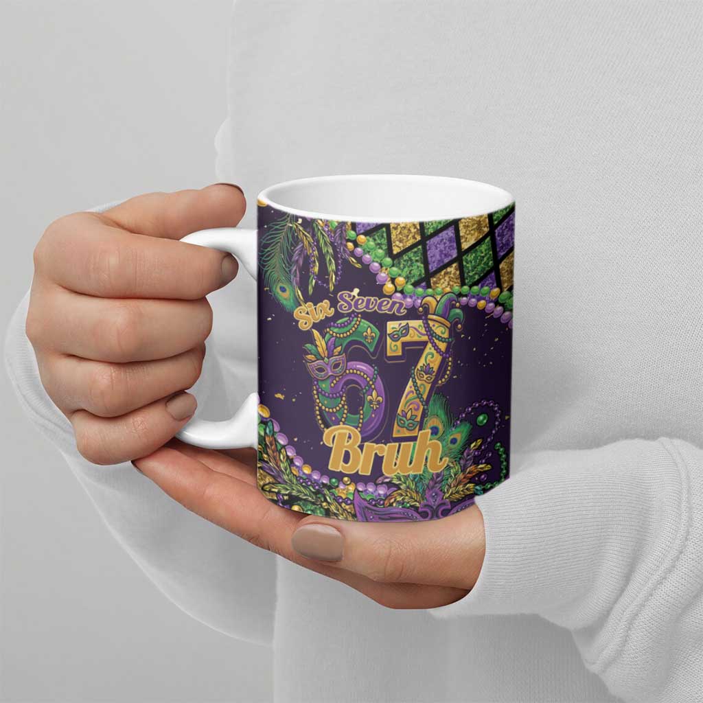 Six Seven Mardi Gras Ceramic Mug 67 Carnival Mask Beads - Wonder Print Shop