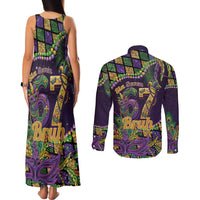 Six Seven Mardi Gras Couples Matching Tank Maxi Dress and Long Sleeve Button Shirt 67 Carnival Mask Beads - Wonder Print Shop