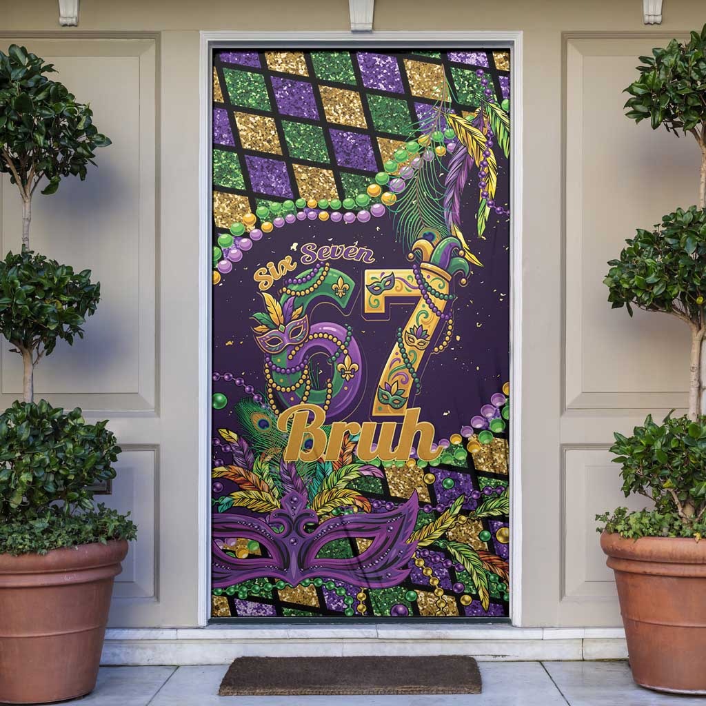 Six Seven Mardi Gras Door Cover 67 Carnival Mask Beads - Wonder Print Shop