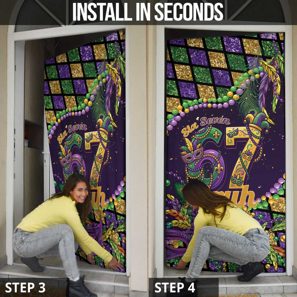 Six Seven Mardi Gras Door Cover 67 Carnival Mask Beads - Wonder Print Shop