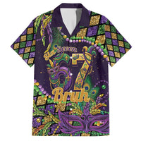 Six Seven Mardi Gras Family Matching Long Sleeve Bodycon Dress and Hawaiian Shirt 67 Carnival Mask Beads - Wonder Print Shop