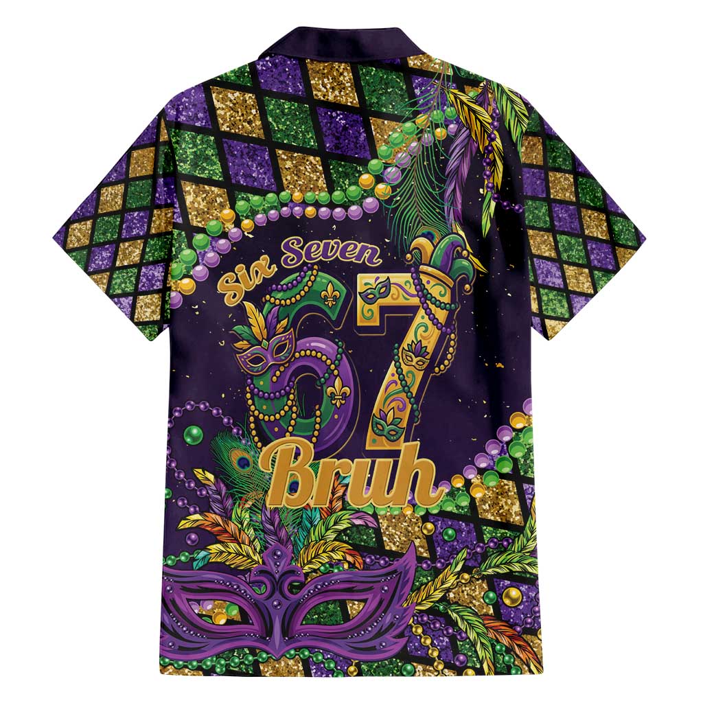 Six Seven Mardi Gras Family Matching Long Sleeve Bodycon Dress and Hawaiian Shirt 67 Carnival Mask Beads - Wonder Print Shop