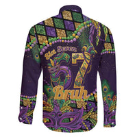Six Seven Mardi Gras Family Matching Long Sleeve Bodycon Dress and Hawaiian Shirt 67 Carnival Mask Beads - Wonder Print Shop