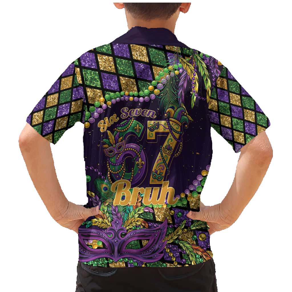Six Seven Mardi Gras Family Matching Mermaid Dress and Hawaiian Shirt 67 Carnival Mask Beads - Wonder Print Shop