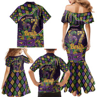 Six Seven Mardi Gras Family Matching Mermaid Dress and Hawaiian Shirt 67 Carnival Mask Beads - Wonder Print Shop