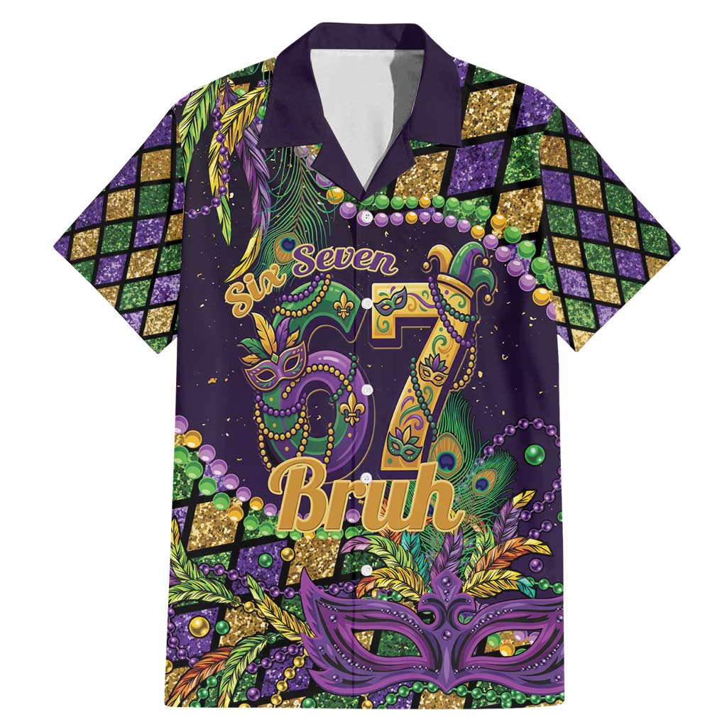 Six Seven Mardi Gras Family Matching Mermaid Dress and Hawaiian Shirt 67 Carnival Mask Beads - Wonder Print Shop