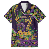 Six Seven Mardi Gras Family Matching Off The Shoulder Long Sleeve Dress and Hawaiian Shirt 67 Carnival Mask Beads - Wonder Print Shop