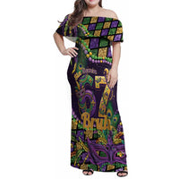 Six Seven Mardi Gras Family Matching Off Shoulder Maxi Dress and Hawaiian Shirt 67 Carnival Mask Beads - Wonder Print Shop