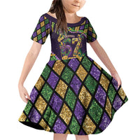 Six Seven Mardi Gras Family Matching Off Shoulder Short Dress and Hawaiian Shirt 67 Carnival Mask Beads - Wonder Print Shop