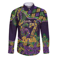 Six Seven Mardi Gras Family Matching Puletasi and Hawaiian Shirt 67 Carnival Mask Beads - Wonder Print Shop