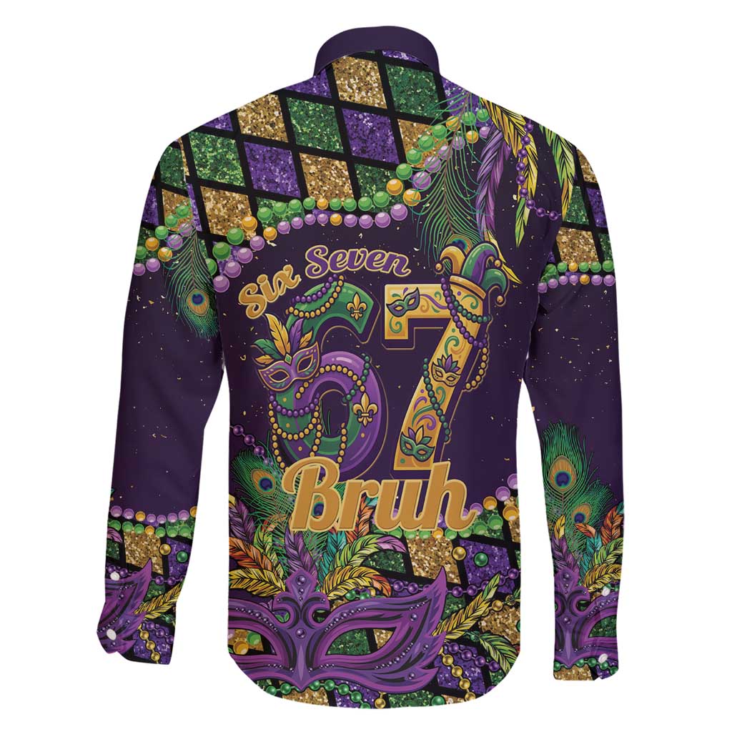 Six Seven Mardi Gras Family Matching Short Sleeve Bodycon Dress and Hawaiian Shirt 67 Carnival Mask Beads - Wonder Print Shop