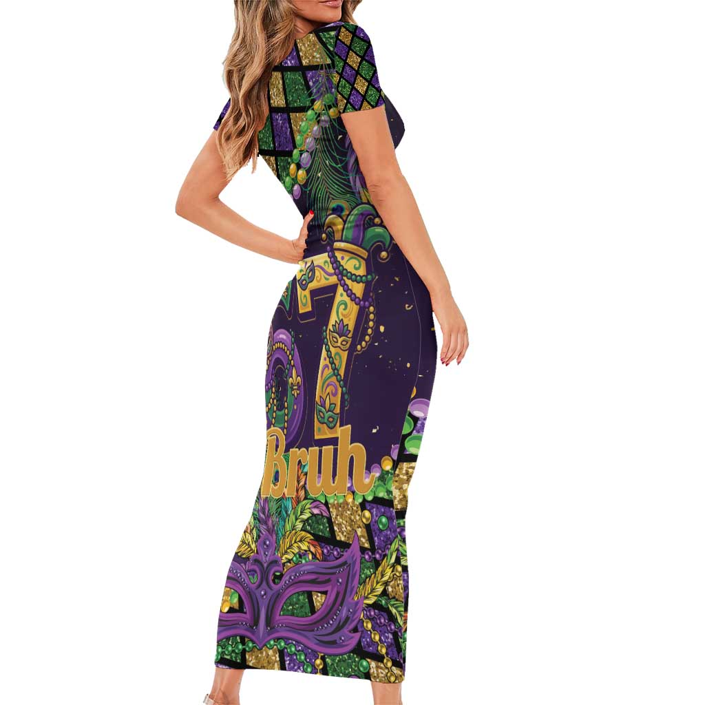 Six Seven Mardi Gras Family Matching Short Sleeve Bodycon Dress and Hawaiian Shirt 67 Carnival Mask Beads - Wonder Print Shop