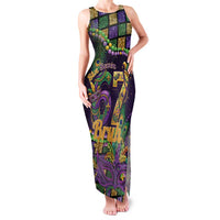 Six Seven Mardi Gras Family Matching Tank Maxi Dress and Hawaiian Shirt 67 Carnival Mask Beads - Wonder Print Shop
