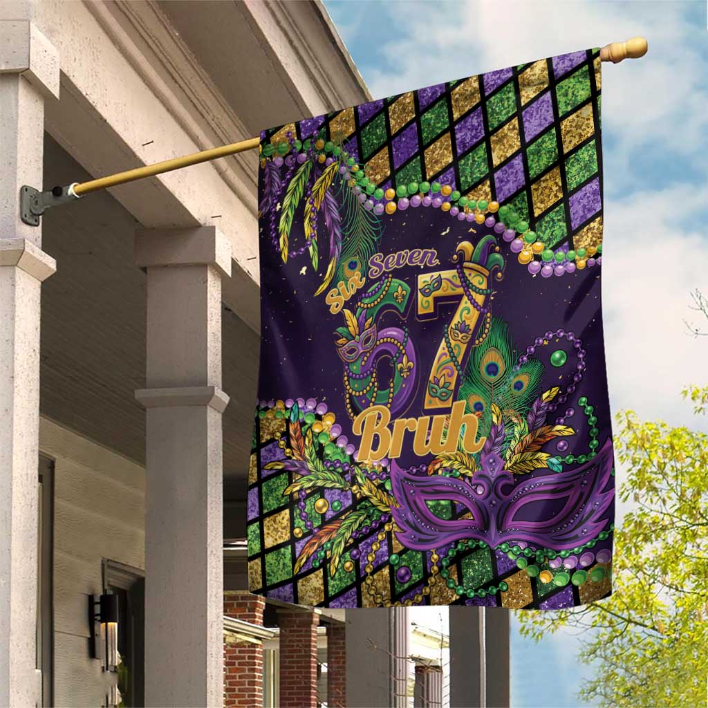 Six Seven Mardi Gras Garden Flag 67 Carnival Mask Beads - Wonder Print Shop