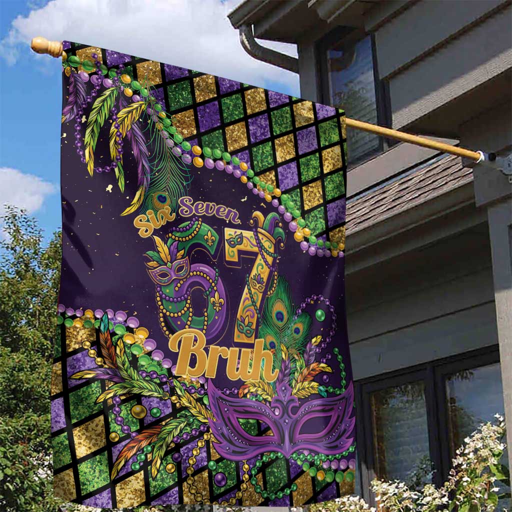 Six Seven Mardi Gras Garden Flag 67 Carnival Mask Beads - Wonder Print Shop