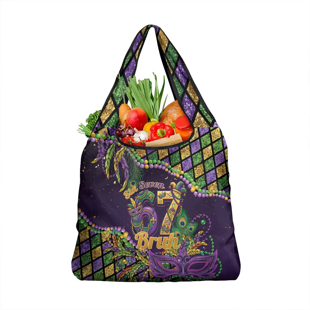 Six Seven Mardi Gras Grocery Bag 67 Carnival Mask Beads - Wonder Print Shop