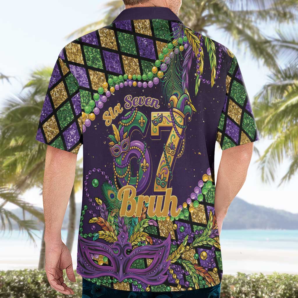 Six Seven Mardi Gras Hawaiian Shirt 67 Carnival Mask Beads - Wonder Print Shop