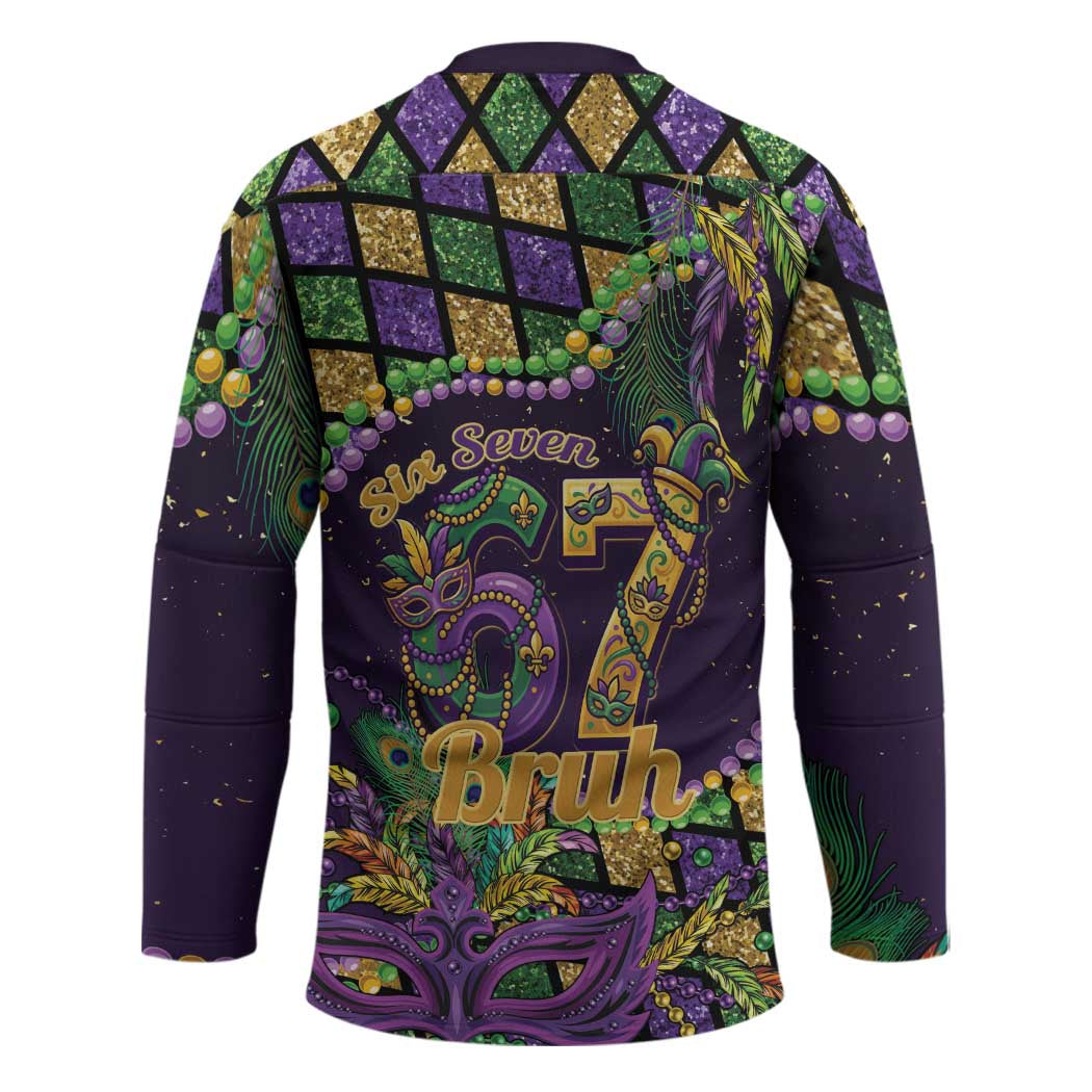 Six Seven Mardi Gras Hockey Jersey 67 Carnival Mask Beads - Wonder Print Shop