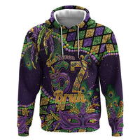 Six Seven Mardi Gras Hoodie 67 Carnival Mask Beads - Wonder Print Shop