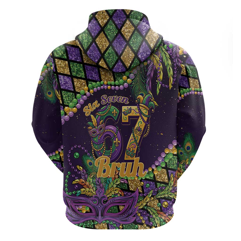 Six Seven Mardi Gras Hoodie 67 Carnival Mask Beads - Wonder Print Shop