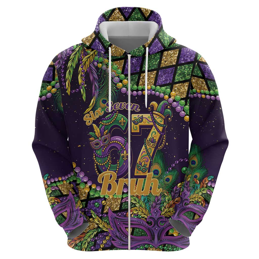 Six Seven Mardi Gras Hoodie 67 Carnival Mask Beads - Wonder Print Shop