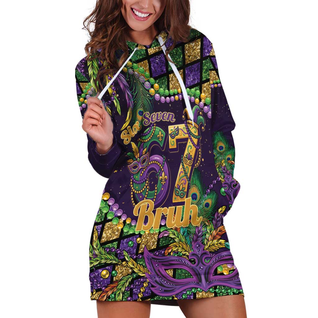 Six Seven Mardi Gras Hoodie Dress 67 Carnival Mask Beads - Wonder Print Shop