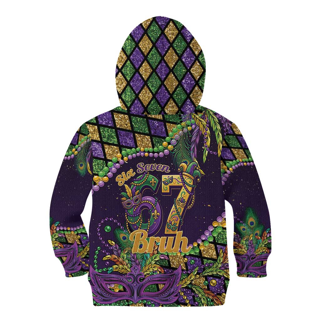 Six Seven Mardi Gras Kid Hoodie 67 Carnival Mask Beads - Wonder Print Shop