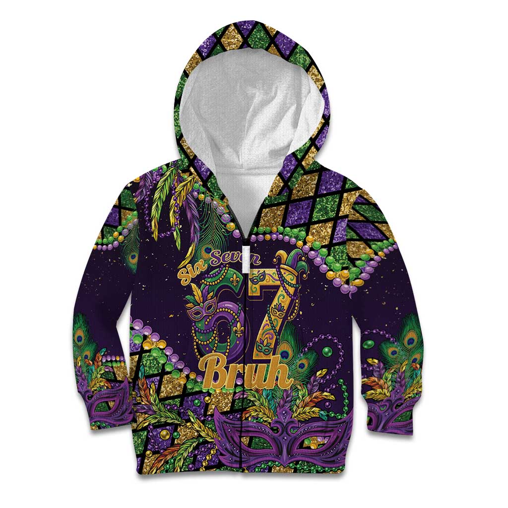 Six Seven Mardi Gras Kid Hoodie 67 Carnival Mask Beads - Wonder Print Shop