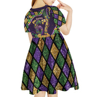 Six Seven Mardi Gras Kid Short Sleeve Dress 67 Carnival Mask Beads - Wonder Print Shop