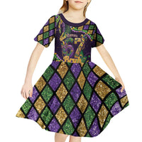 Six Seven Mardi Gras Kid Short Sleeve Dress 67 Carnival Mask Beads - Wonder Print Shop