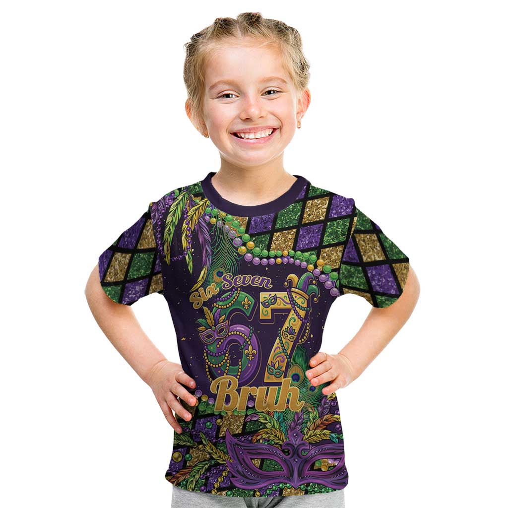 Six Seven Mardi Gras Kid T Shirt 67 Carnival Mask Beads - Wonder Print Shop