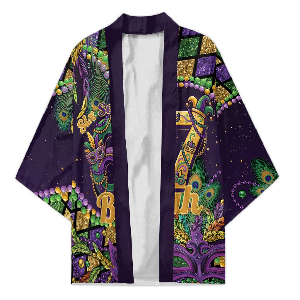 Six Seven Mardi Gras Kimono 67 Carnival Mask Beads - Wonder Print Shop