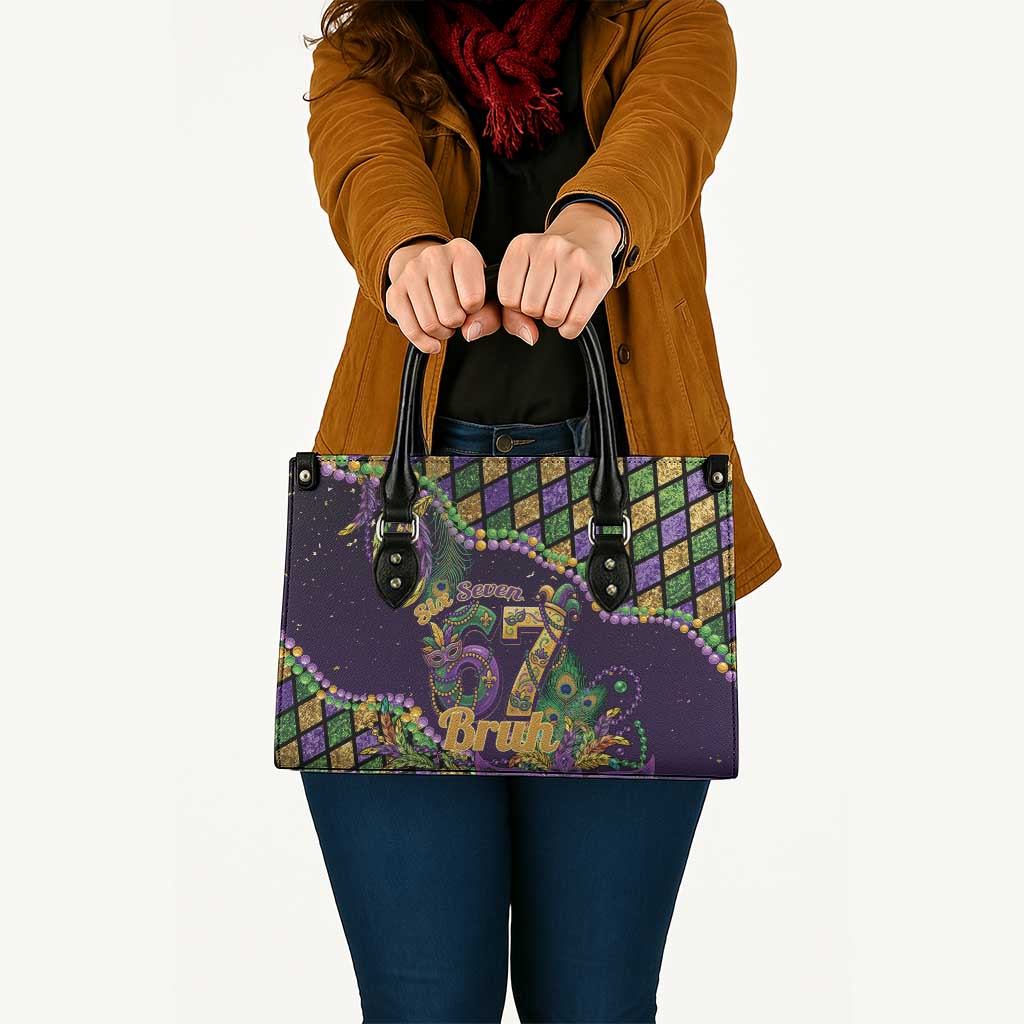 Six Seven Mardi Gras Leather Bag 67 Carnival Mask Beads - Wonder Print Shop