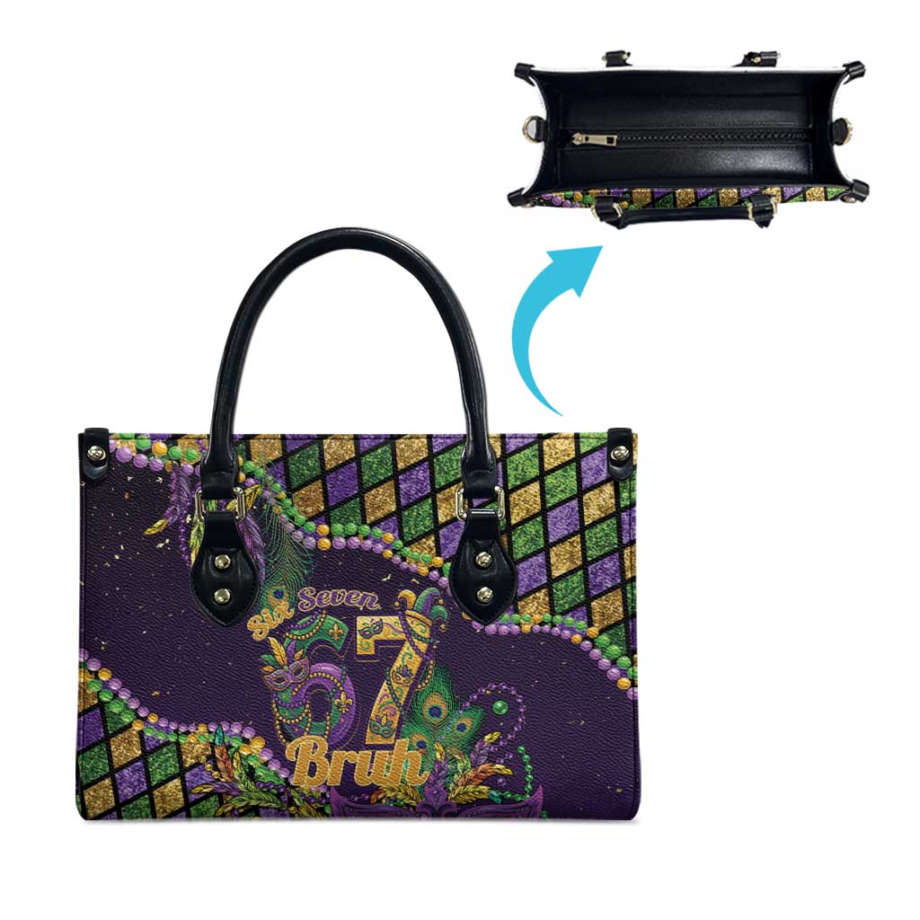 Six Seven Mardi Gras Leather Bag 67 Carnival Mask Beads - Wonder Print Shop