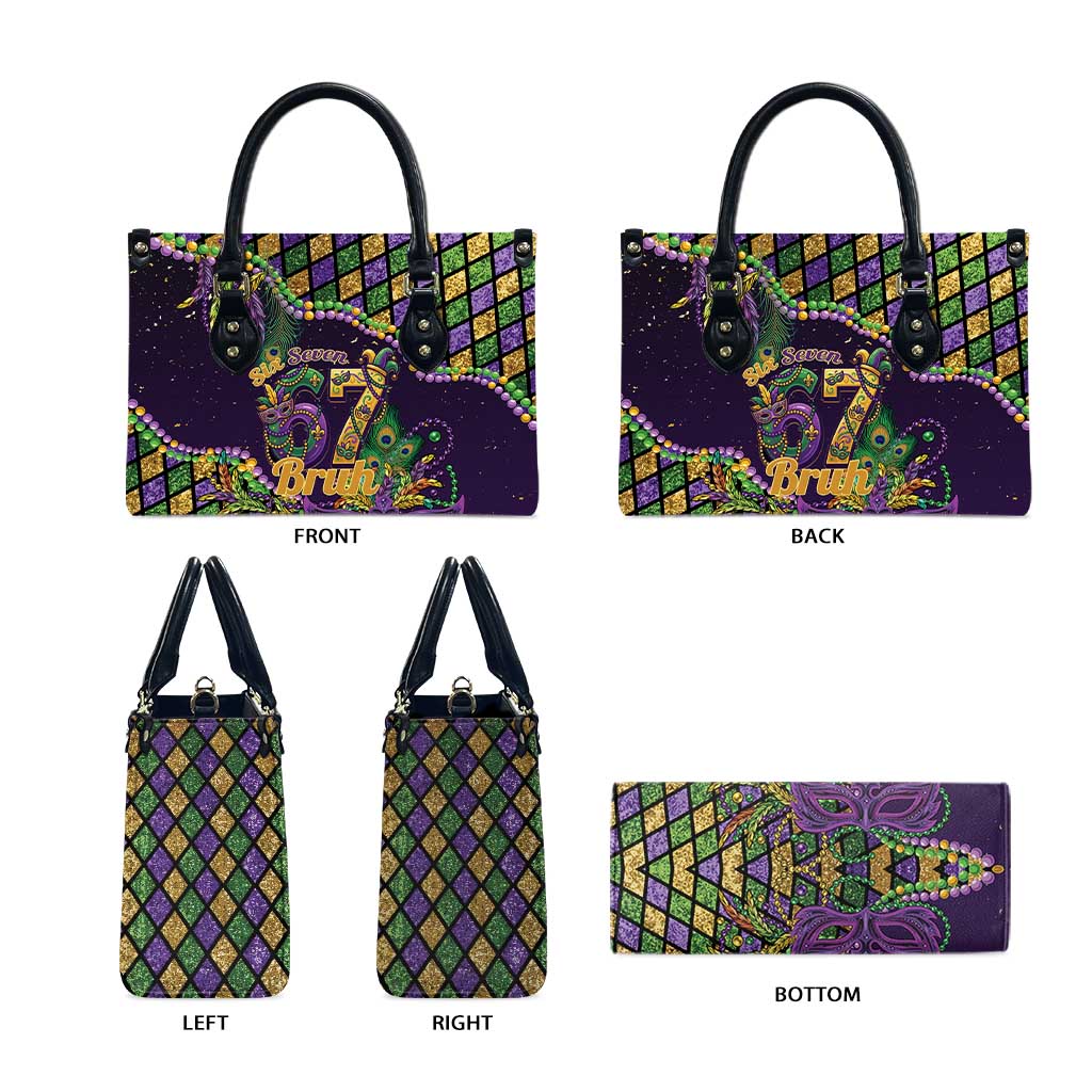 Six Seven Mardi Gras Leather Bag 67 Carnival Mask Beads - Wonder Print Shop