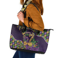 Six Seven Mardi Gras Leather Tote Bag 67 Carnival Mask Beads - Wonder Print Shop